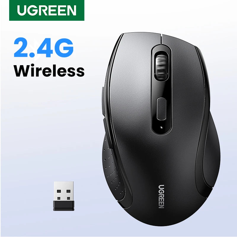 Mouse inalámbrico UGREEN silencioso 1600DPI con receptor USB 2.4GHz
