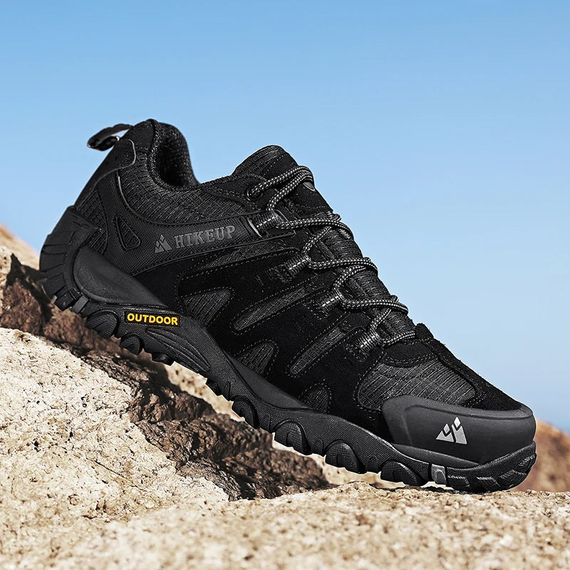 Zapatos de senderismo HIKEUP para hombre, zapatos de exterior de piel de ante, zapatillas tácticas resistentes al desgaste para senderismo, caminar y cazar