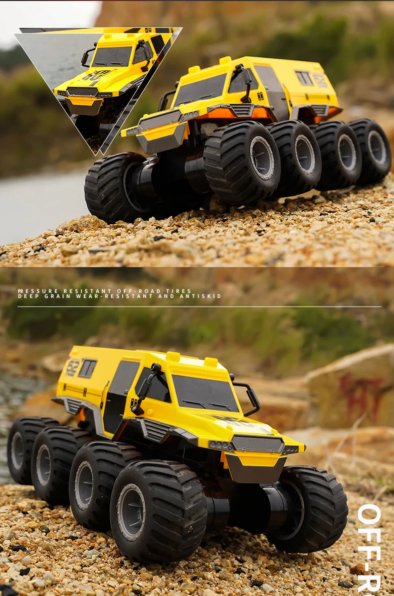    JJRC Q137 8x8 2,4G coche de Control remoto 8wd vehículo acrobático anfibio todoterreno camión de carreras de velocidad de 8 ruedas juguete sobre orugas impermeable