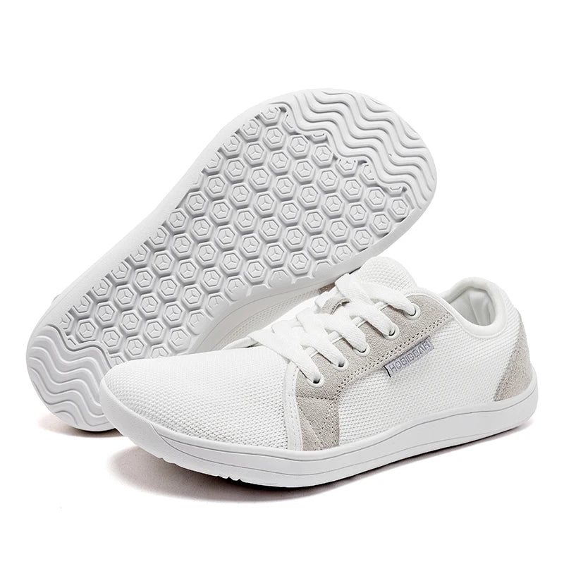 HOBIBEAR Zapatos descalzos con punta ancha para mujer y hombre, zapatillas para correr con cordones para exteriores, zapatos casuales cómodos con caída cero