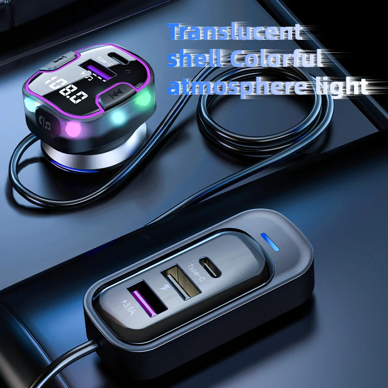 Transmisor FM Bluetooth 5.3 para Auto con Carga Dual USB y Manos Libres