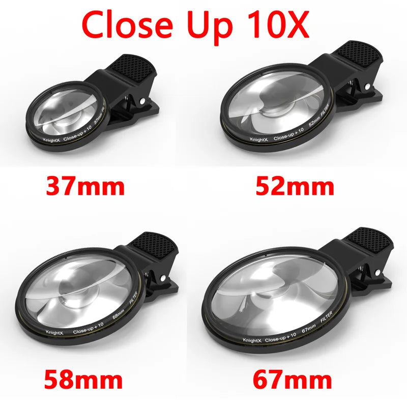 Lente Macro 10X para iPhone y Móvil, Filtro Primer Plano con Clip