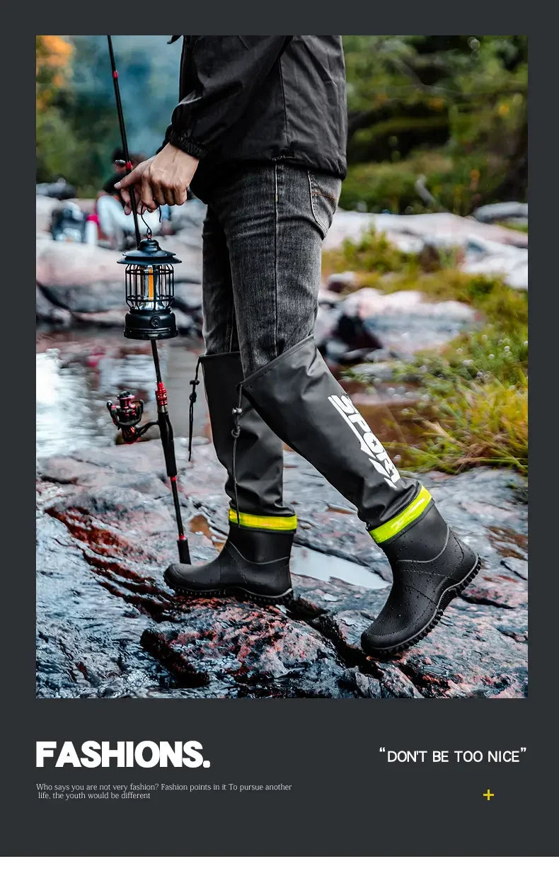 Botas de lluvia para hombre impermeables antideslizantes de caña alta