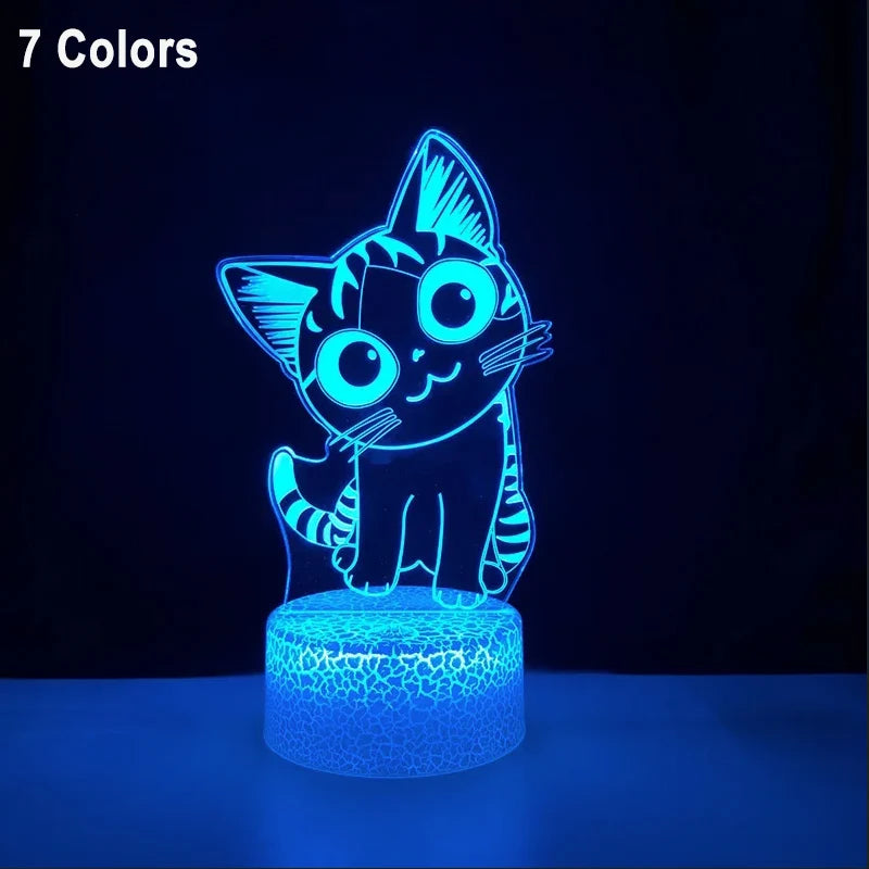 Lámpara LED Nocturna 3D con Forma de Gato para Niños