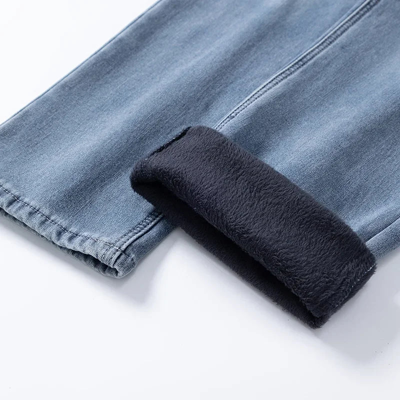 Pantalones Vaqueros de Lana para Hombre, Terciopelo, Recto Clásico