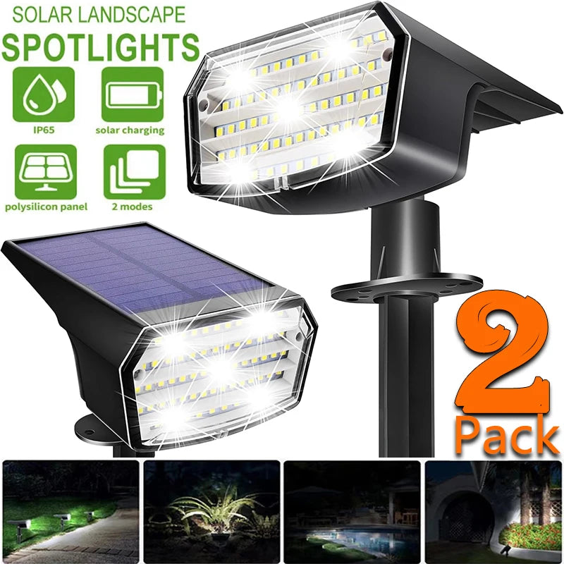 Lámpara Solar 53LED con energía Solar, foco Solar ajustable en el suelo IP65, luz de pared de paisaje impermeable, iluminación exterior, 1/2 Uds.