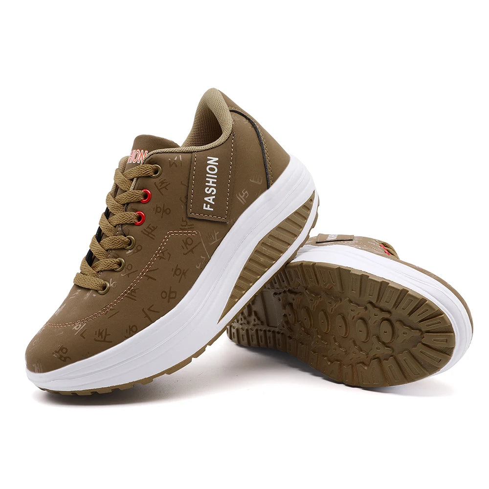 Zapatillas de Cuña para Mujer - Transpirables, Suela Gruesa y Cordones