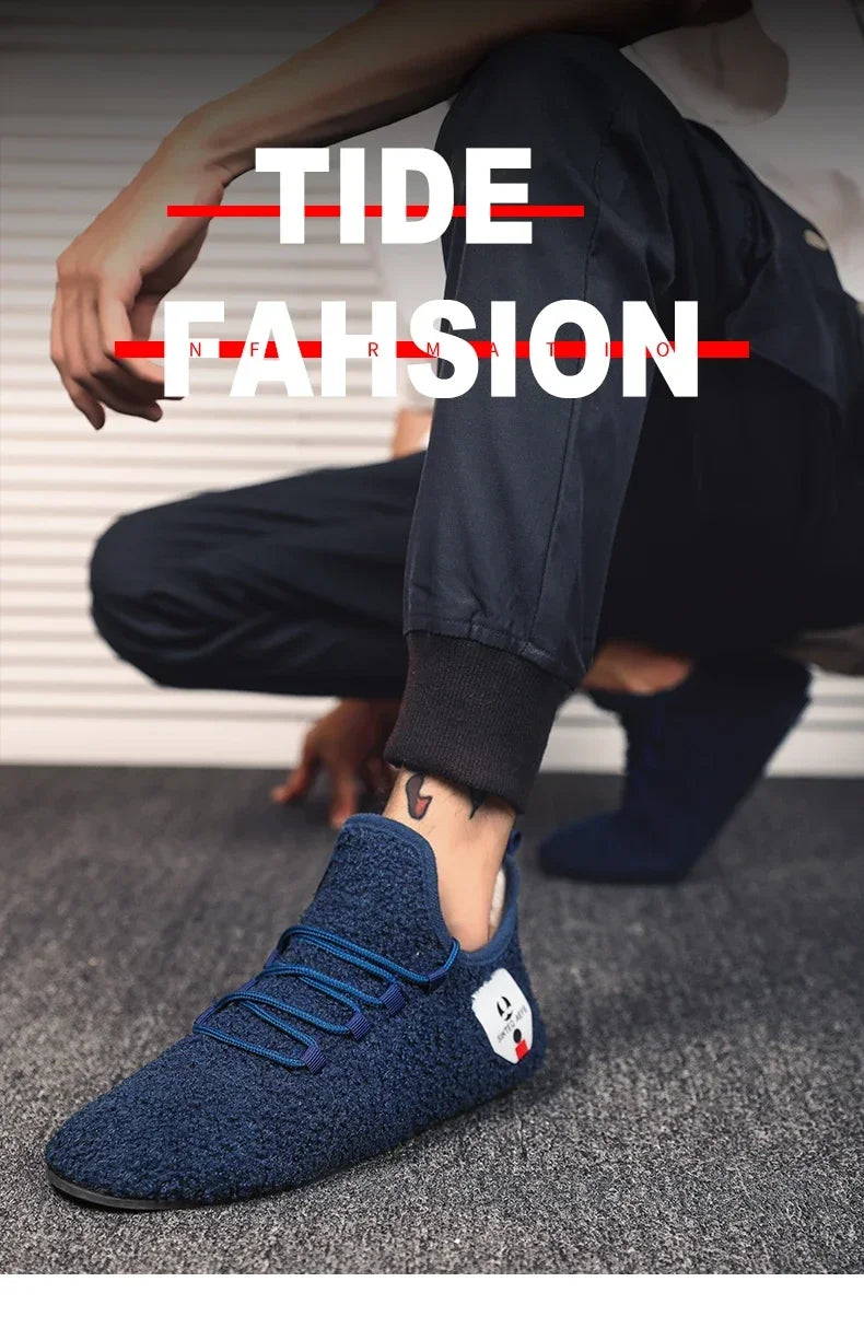 YRZL zapatos de algodón de invierno para hombre, zapatillas de invierno ligeras con cordones cálidos, mocasines de algodón para el hogar y el dormitorio de felpa, zapatos cálidos para hombre