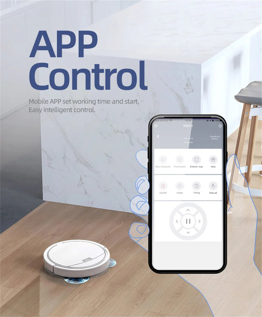 Aspiradora Inteligente Inalámbrica con Control por App, Barrido Húmedo y Seco