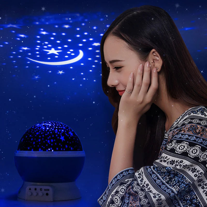 Proyector de lámpara de noche, proyector de luz nocturna de cielo estrellado, decoración de lámpara de bebé, proyector giratorio de Luna y galaxia para guardería, luz de mesa