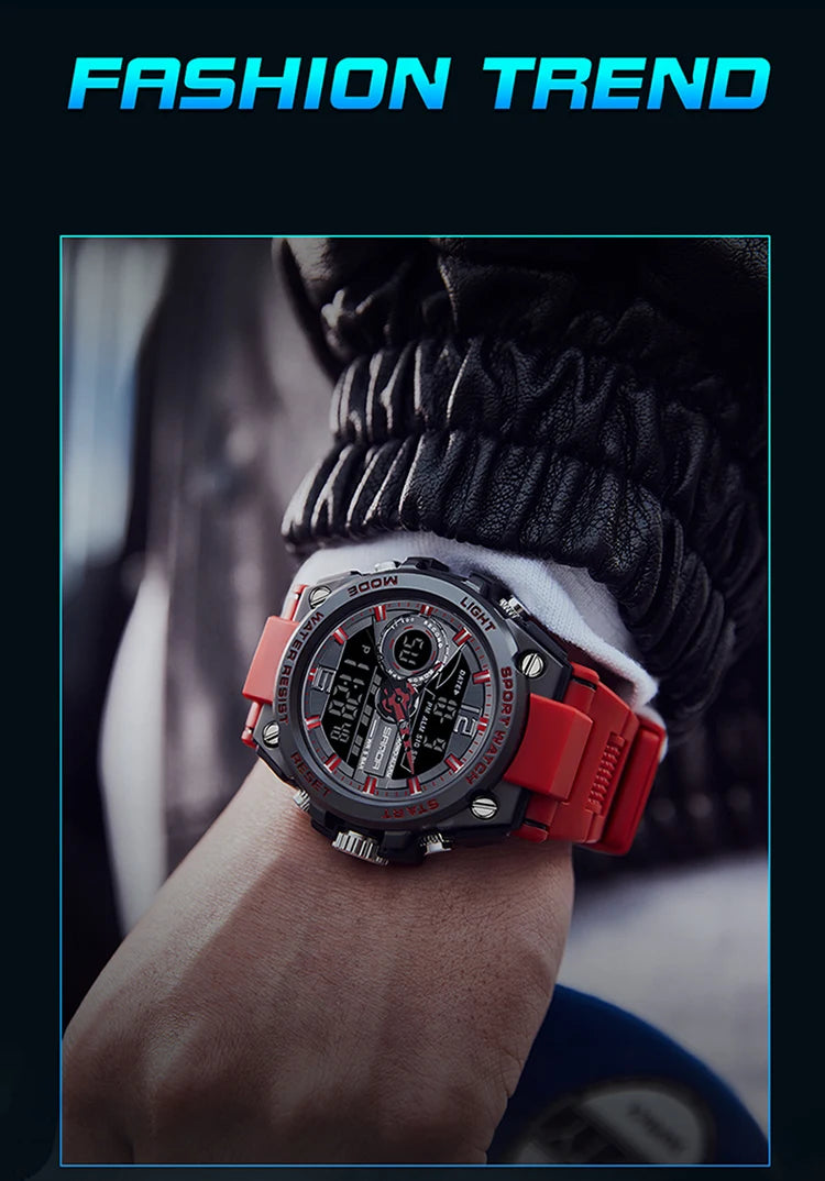 Reloj Deportivo Militar SANDA 6092 Pantalla Dual LED, Resistente al Agua