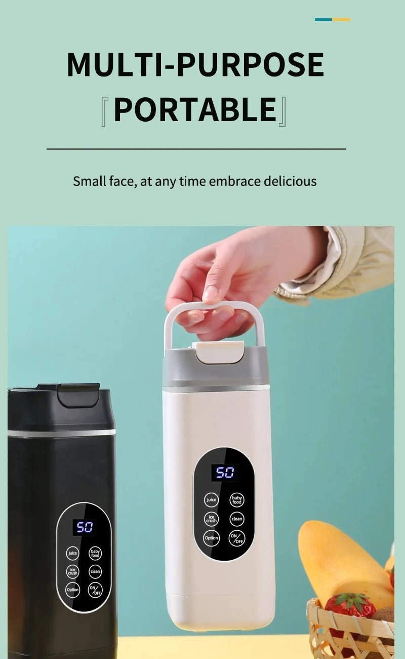 Exprimidor Portátil Recargable USB con 12 Cuchillas para Hielo