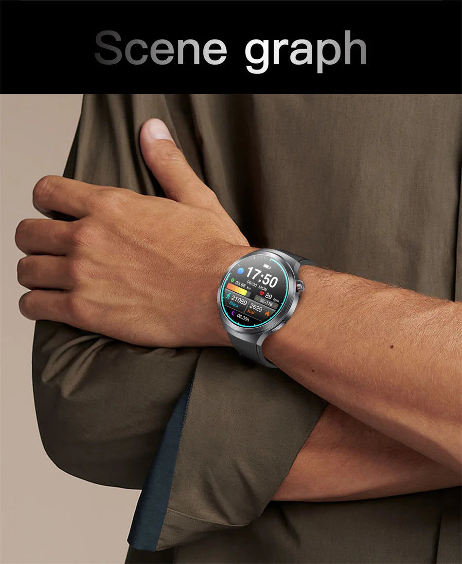Nuevo Reloj Inteligente con Pantalla de Cristal de Zafiro de 1.73 Pulgadas, Monitor de Salud, Ácido Úrico, Grasa en Sangre, Presión Arterial, ECG+PPG, Análisis Corporal, para Hombre
