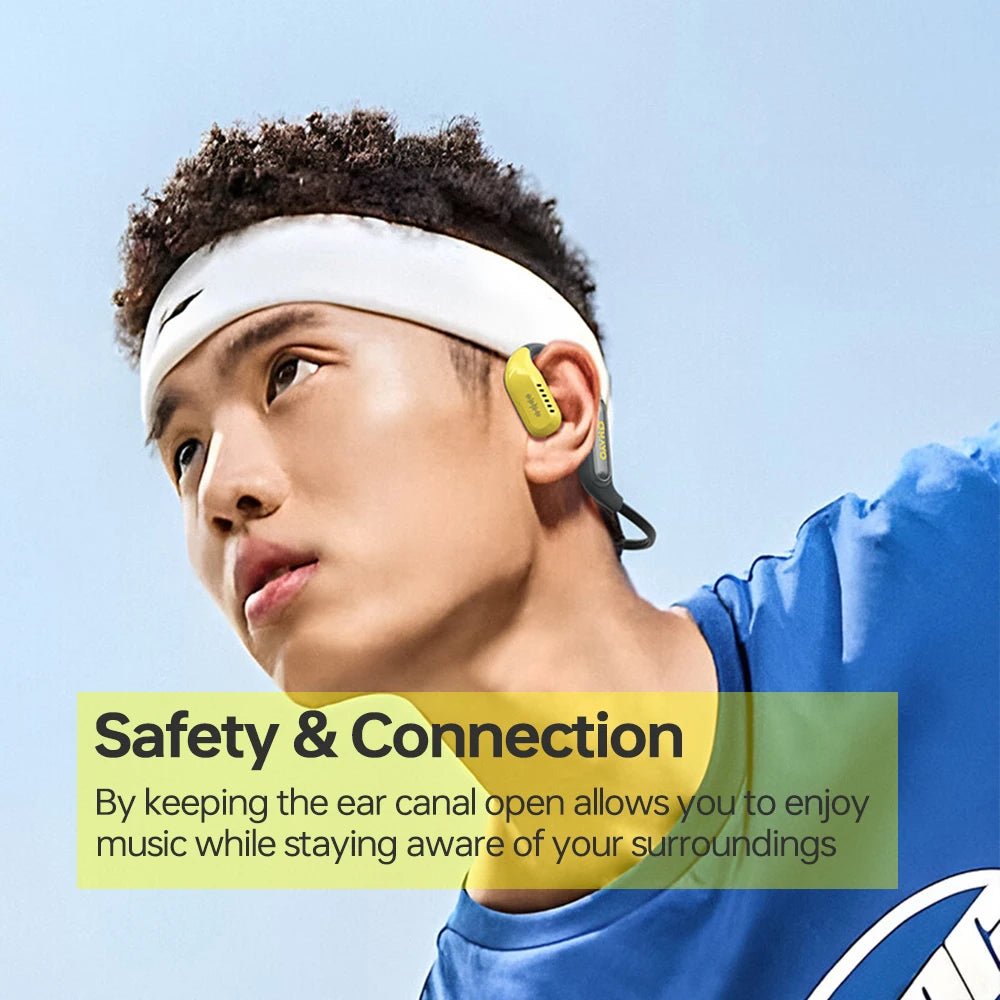 Ohayo 4GB auriculares con reproductor de música auriculares abiertos Bluetooth 5,3 auriculares IPX7 impermeables con tira de luz LED micrófono ENC