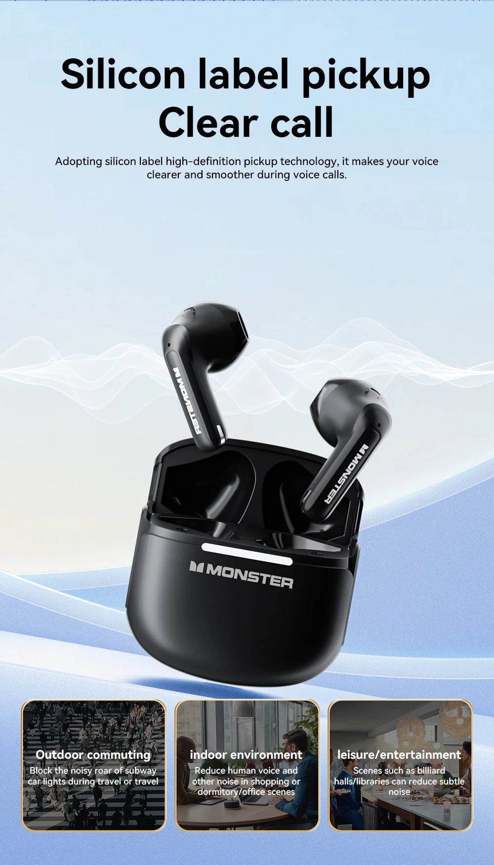 MONSTER GT15 Auriculares Bluetooth 5.4 Estéreo