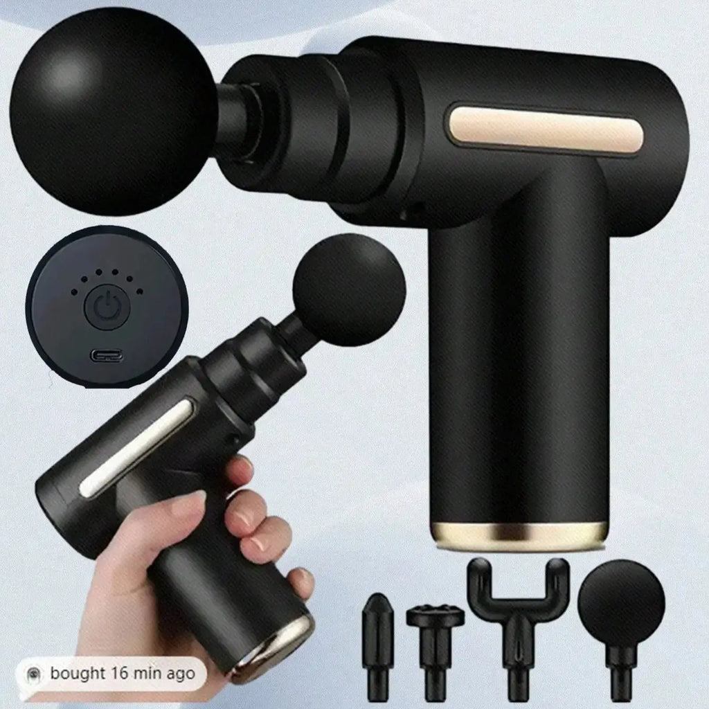 Pistola de masaje muscular portátil 2026 para masaje corporal, con pantalla táctil Led, ajuste de velocidad y 4 reemplazables, recargables