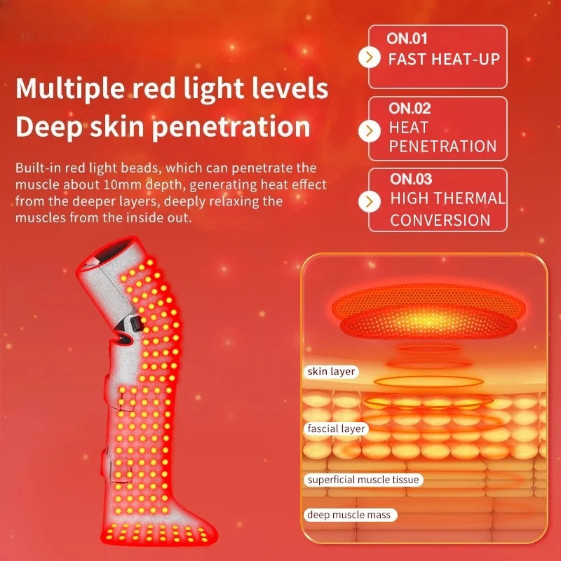 Botas Eléctricas con Calor y Luz Roja, 3 Niveles de Calor, Masaje, Calidez Invernal - Relajación Muscular, Comodidad, Cuidado de las Piernas para Personas Mayores y Entusiastas del Fitness