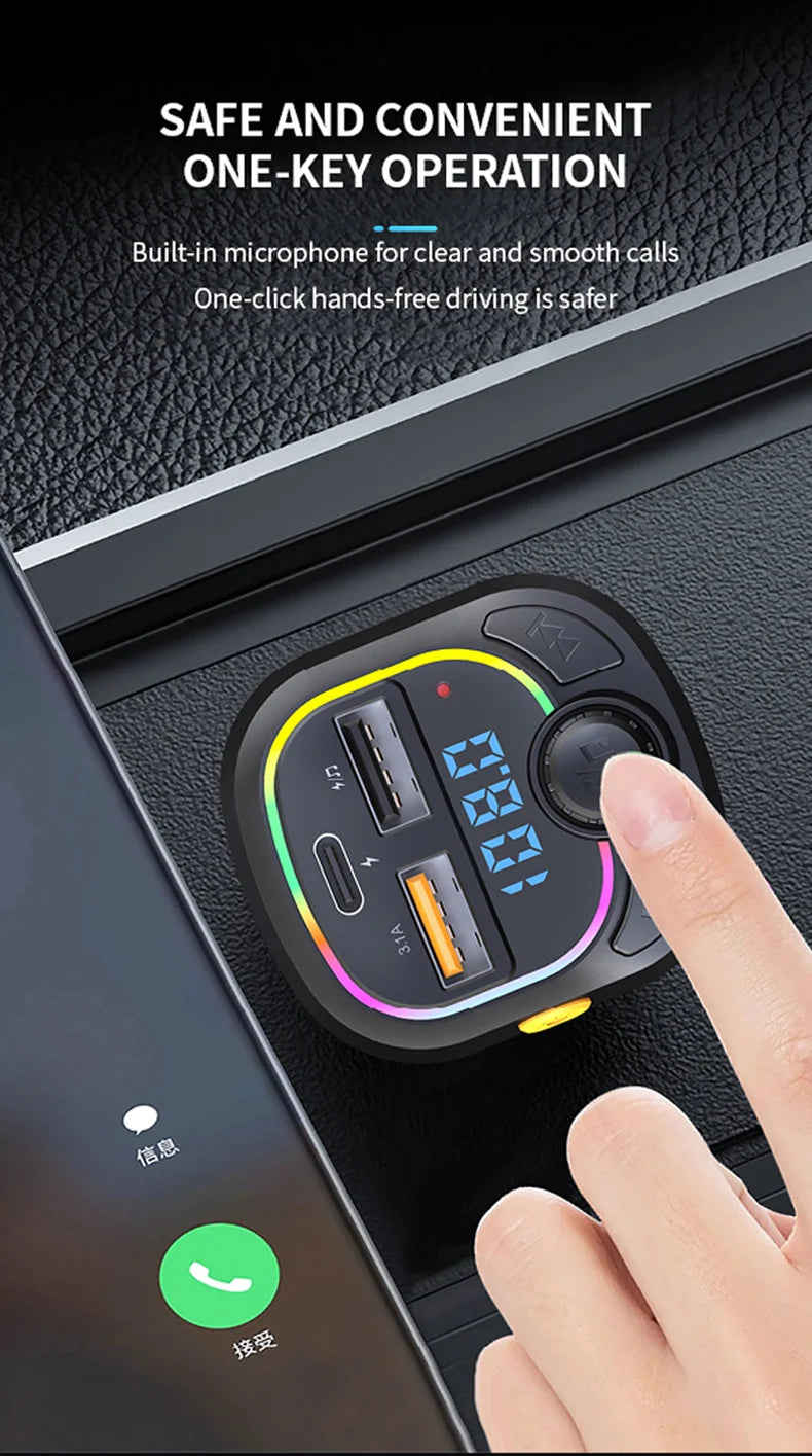 Transmisor FM Bluetooth para Auto Manos Libres con Cargador USB