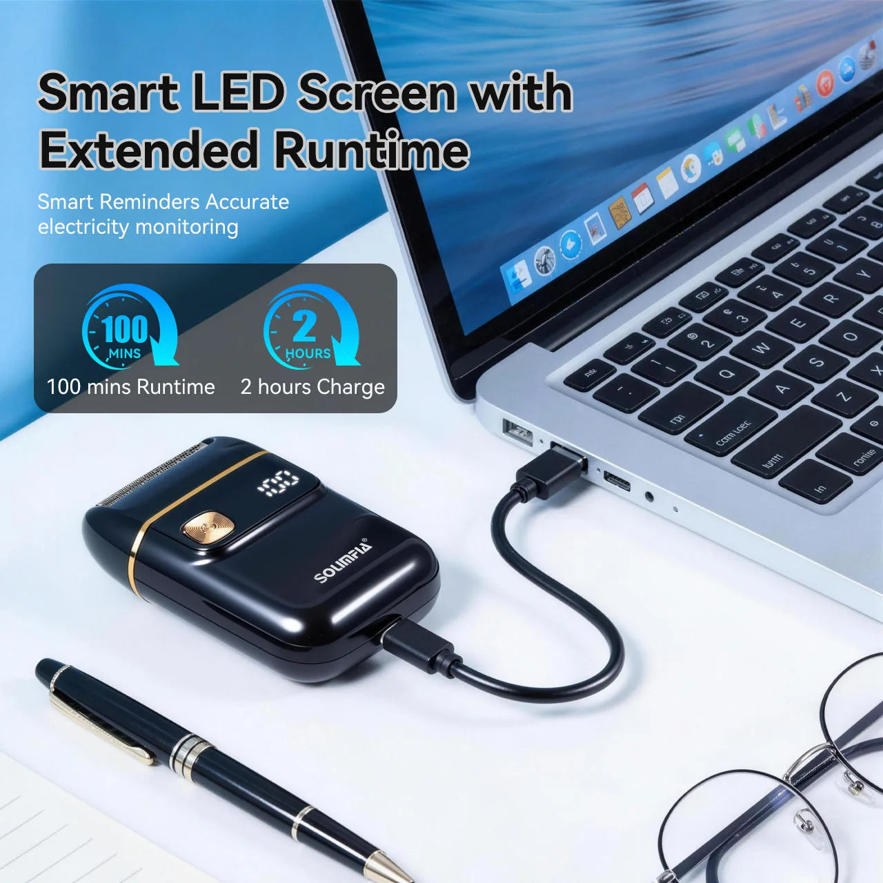 Mini Afeitadora Eléctrica para Hombre, Maquinilla de Afeitar Eléctrica Recargable Portátil con Pantalla LED, Cabezal de Afeitado Flotante, Afeitadora en Seco y Húmedo