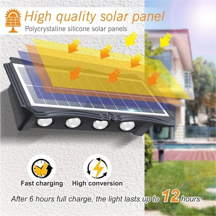 Lámpara Solar de pared para exteriores, luz LED Solar impermeable hacia arriba y hacia abajo, iluminación luminosa, luces decorativas para balcón, patio y jardín