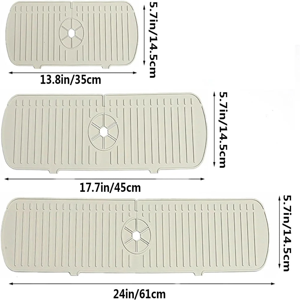 Esteras receptoras de agua para grifo de silicona, almohadillas de secado a prueba de derrames para fregadero de cocina, drenaje antideslizante y protector contra salpicaduras, estera colectora de agua