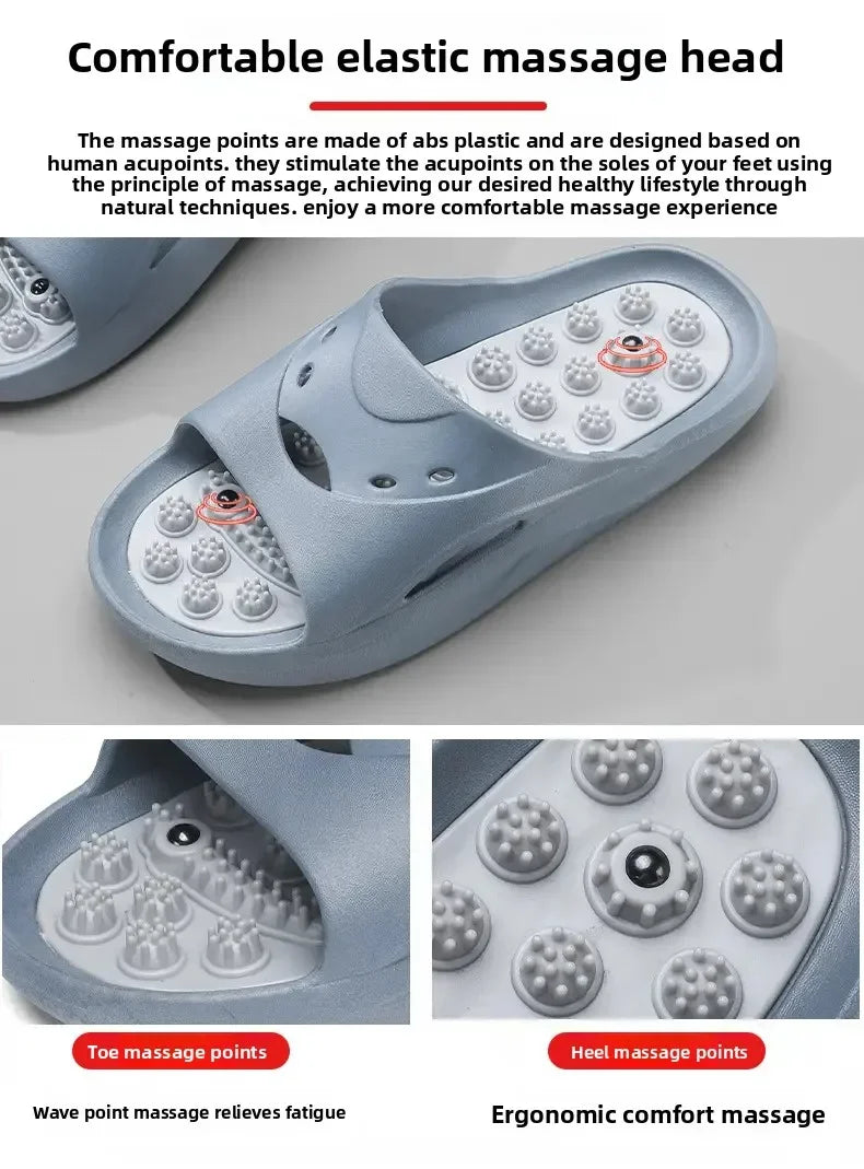 Pantuflas de masaje con acupresión magnética antideslizantes para baño