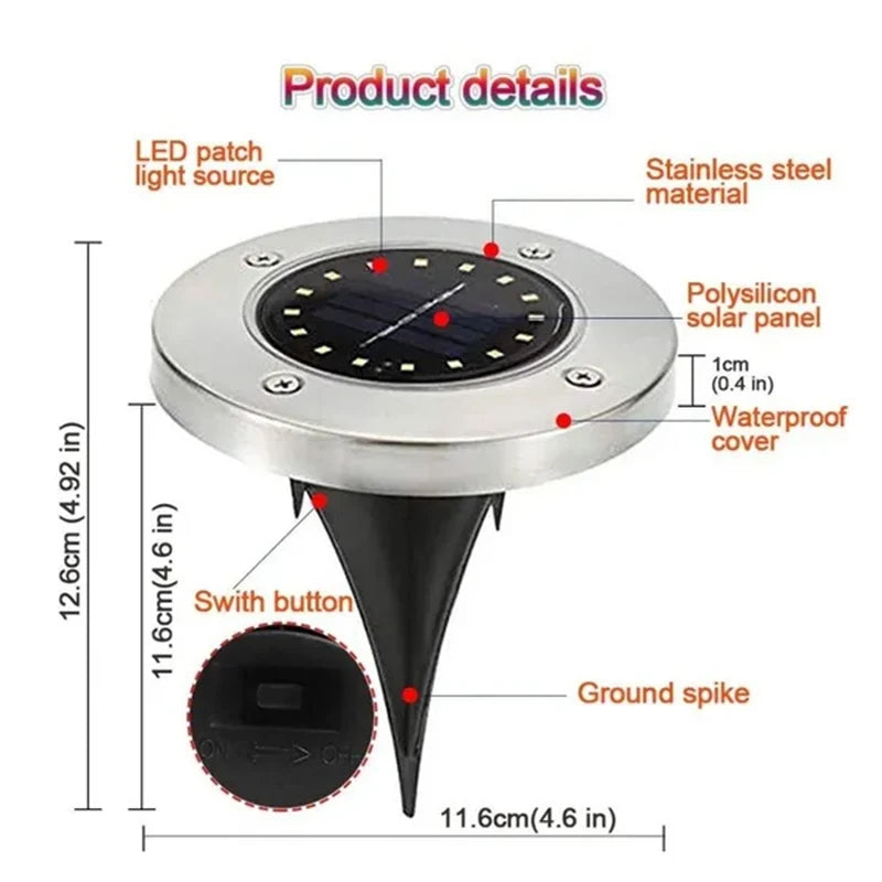 Disco de energía Solar de 20Led, luz subterránea para jardín al aire libre, foco de luz de cubierta, lámpara Led Solar enterrada, decoración de jardín