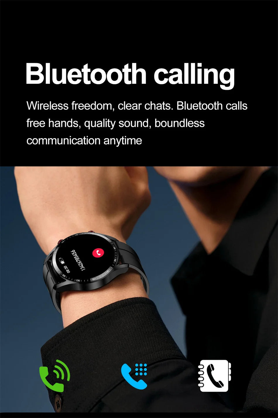ECG + PPG Bluetooth llamada reloj inteligente hombres láser salud presión arterial Fitnes relojes deportivos hombre deportes impermeable Smartwatch + caja