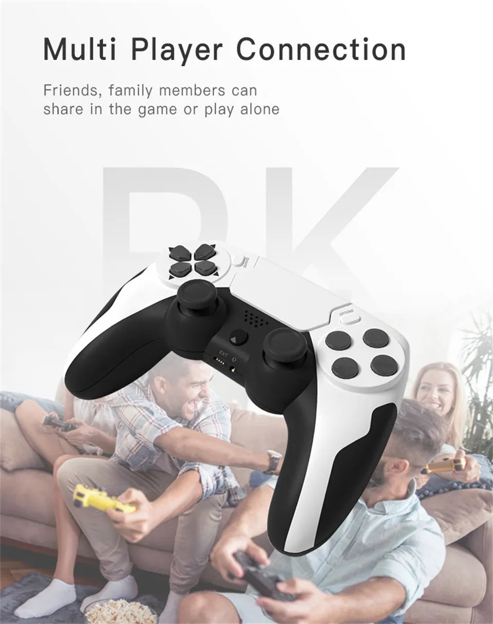 GAMINJA-mando inalámbrico con Bluetooth, doble vibración, 6 ejes, panel táctil, micrófono, puerto de auriculares para PS4, PS3, PC