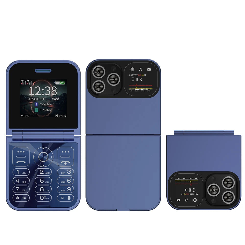 SERVO F15 Mini teléfono móvil pequeño con tapa 2 SIM en espera velocidad Dial linterna de voz mágica grabación de llamadas 2G GSM lindo teléfono móvil plegable