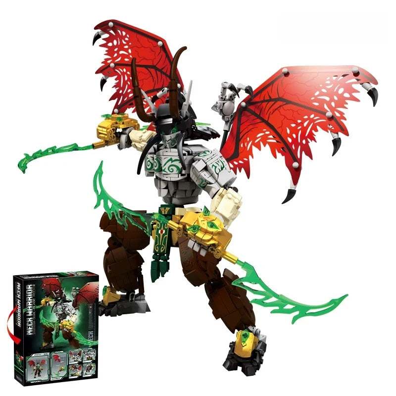 Bloques de Construcción 76112, Robot Mech Warrior, Alas Rojas, Cuchilla Verde, Modelo Dim-Blade, Kit de Bloques de Construcción, Juguete para Adultos y Niños, Regalos