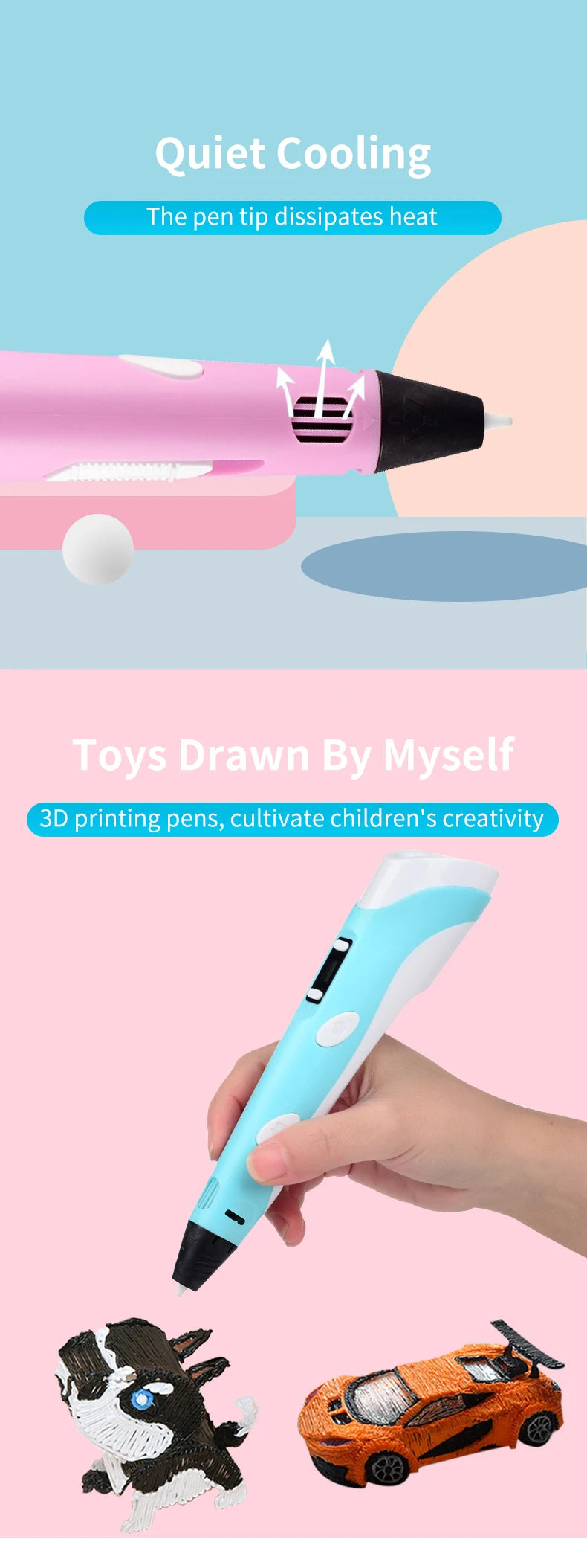 Bolígrafo 3D para Niños, Dibujo DIY con Filamento PLA y LCD