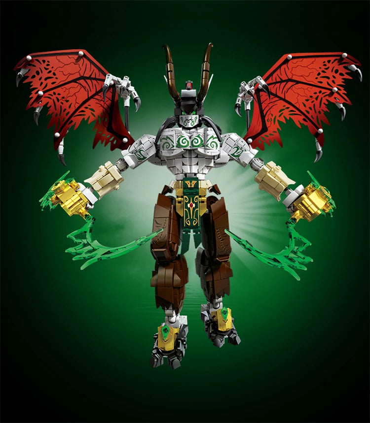 Bloques de Construcción 76112, Robot Mech Warrior, Alas Rojas, Cuchilla Verde, Modelo Dim-Blade, Kit de Bloques de Construcción, Juguete para Adultos y Niños, Regalos