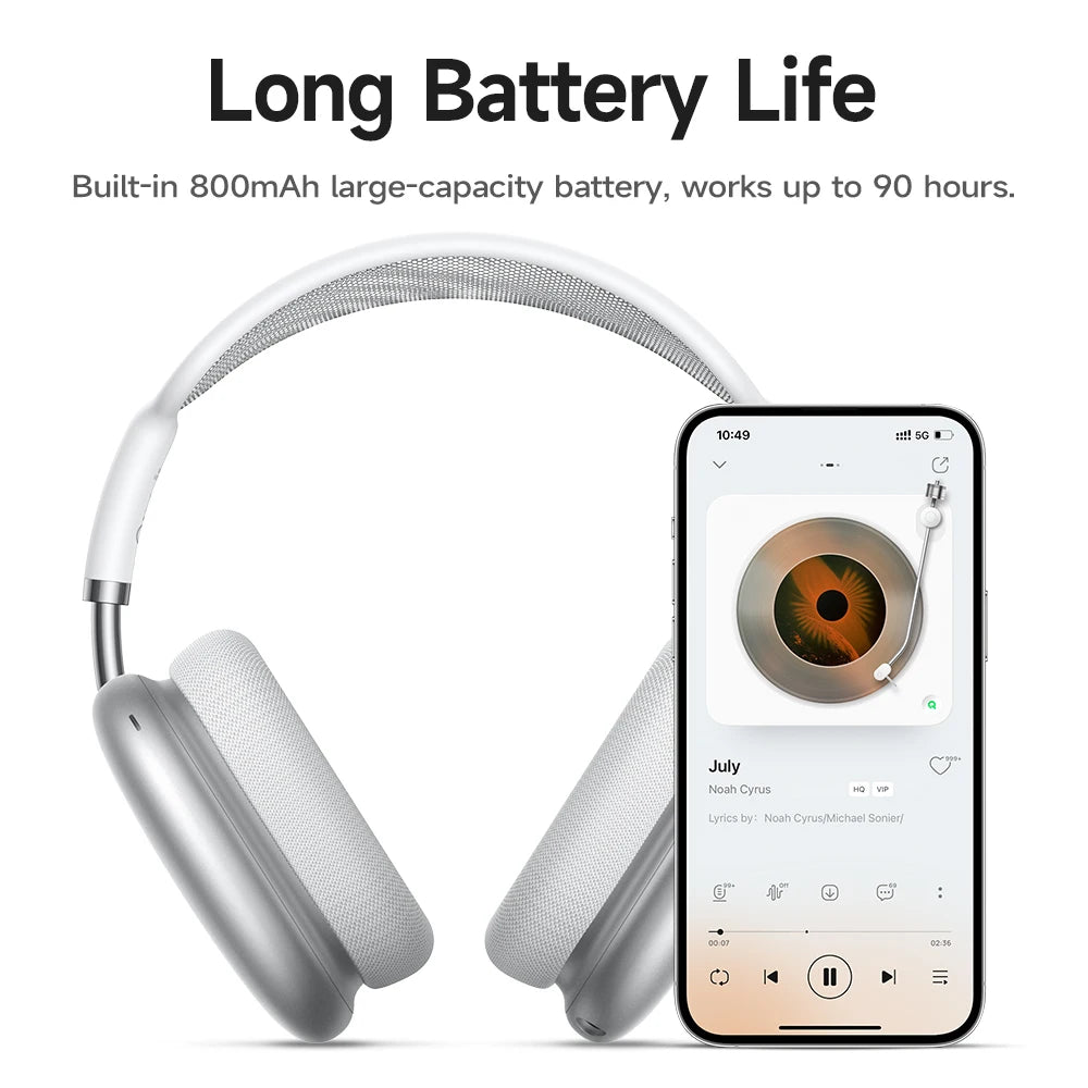 Auriculares HOCO W55 Plus con cancelación de ruido ANC, Bluetooth 5.4, inalámbricos, deportivos, supraaurales, para teléfonos inteligentes, modo AUX.