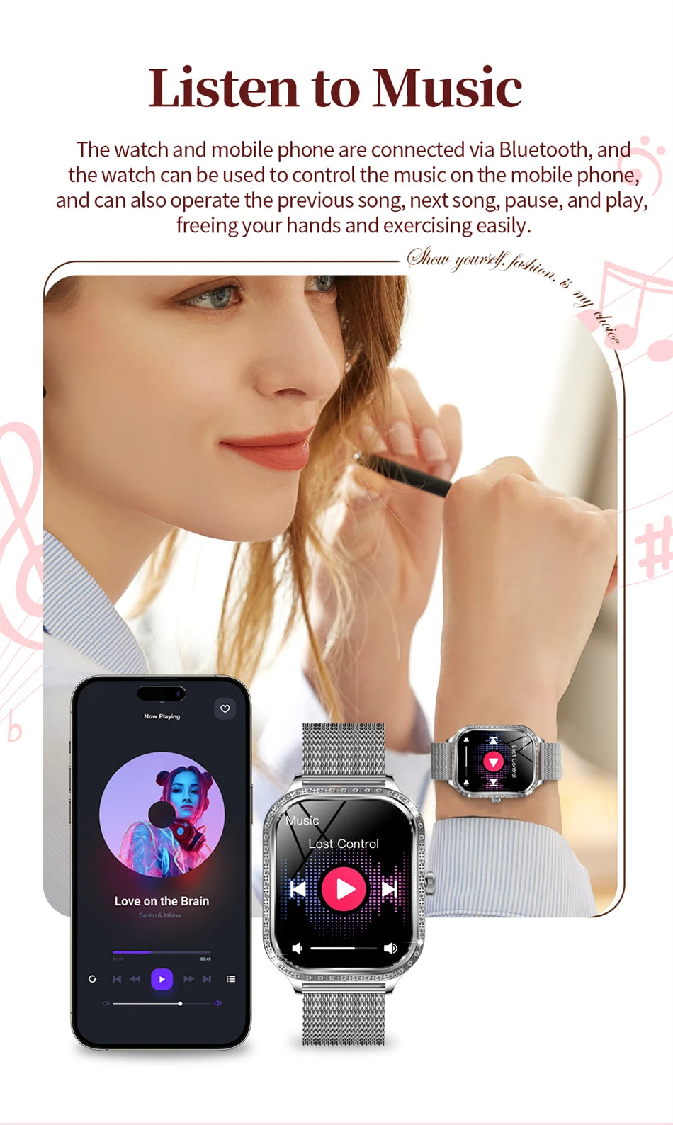 Reloj Inteligente Mujer HD 1.75 Fitness Bluetooth