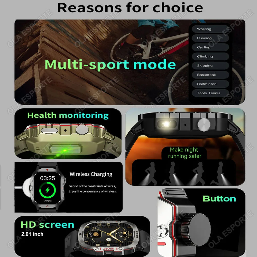 Reloj Inteligente Militar 2026 para Hombre, IP67 3ATM, GPS para Exteriores, Monitor de Actividad Física y Salud, Pantalla de 1.44 Pulgadas, Llamadas Bluetooth