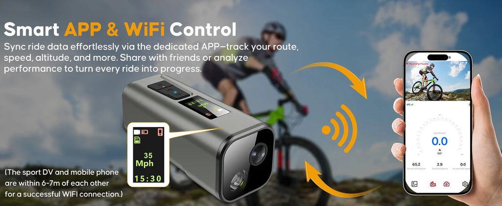 Cámara GPS 4K para bicicleta con faro, ordenador de ciclismo y velocímetro, acción deportiva DV, 64GB, Control por aplicación, resistente al agua IP65