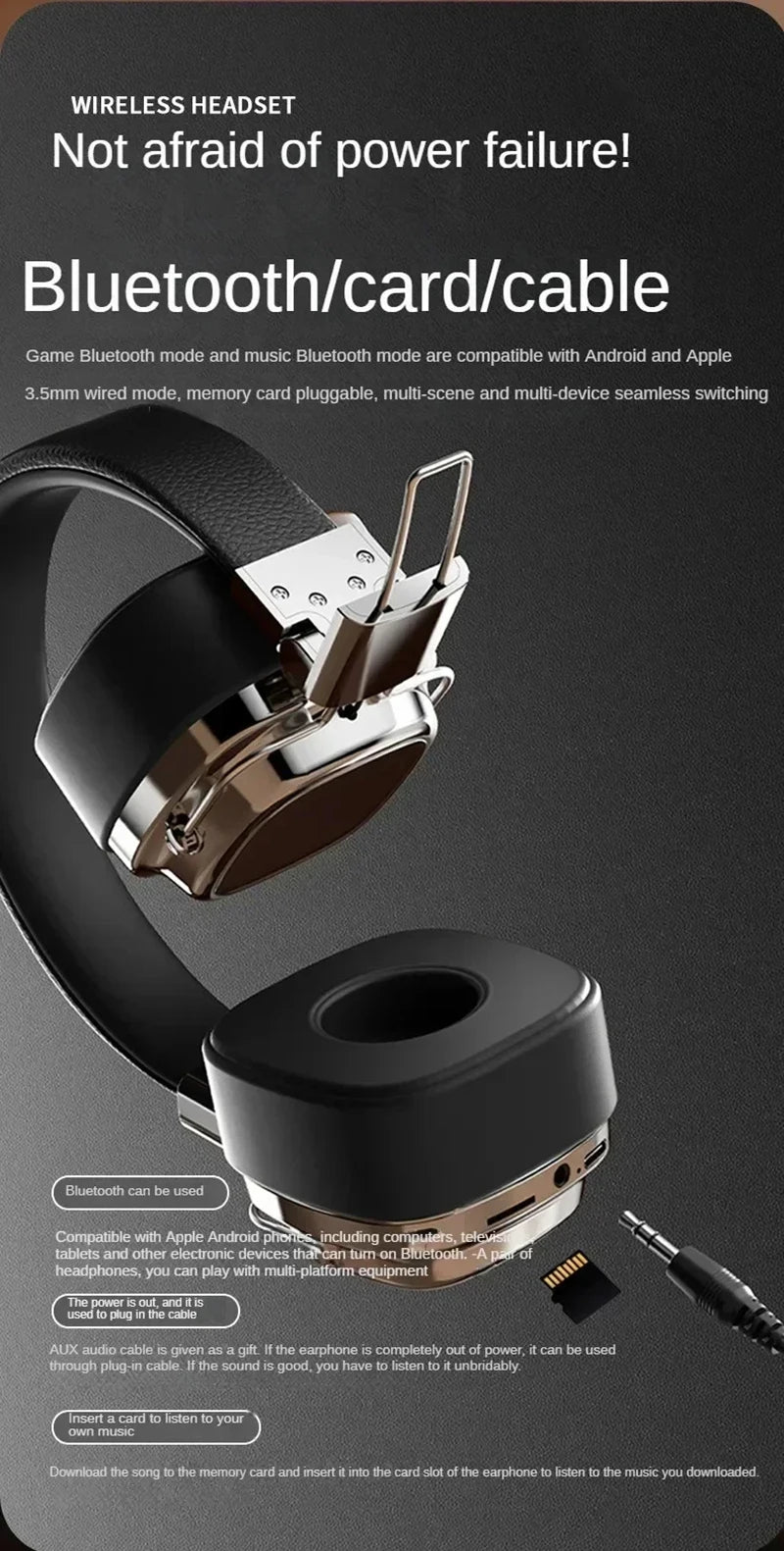 2025 nuevo 5,3 auriculares inalámbricos Bluetooth plegables auriculares Gamer elección Retro sobre la oreja auriculares DJ sonido estéreo Bluetooth