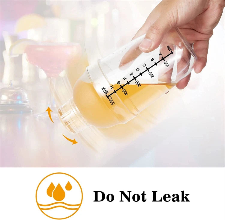 LMETJMA-Juego de coctelera de plástico, mezclador de bebidas con marcador, coctelera transparente y Jigger de medición, taza de onza JT25