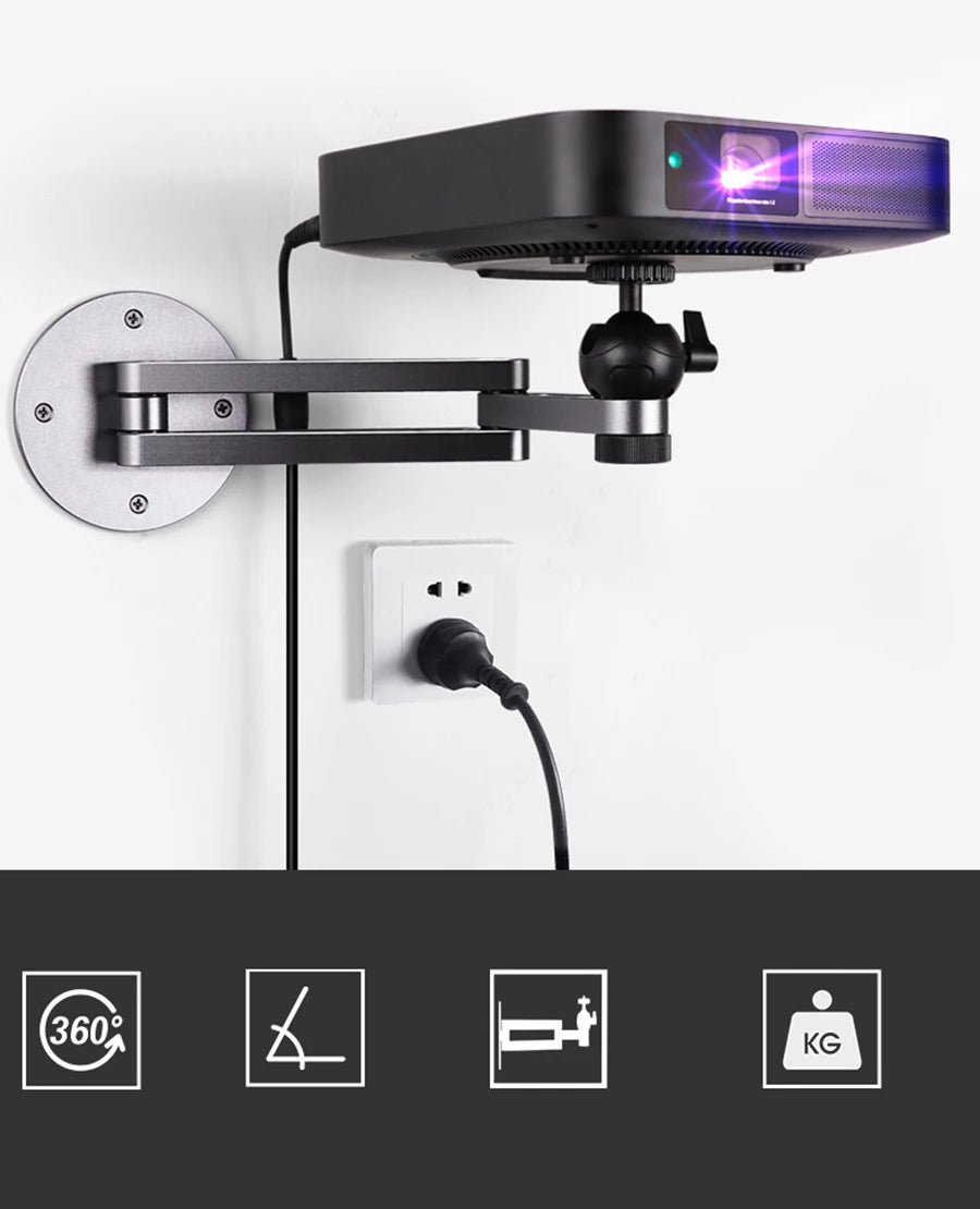 Soporte de pared para proyector de aleación de aluminio con rotación 360°