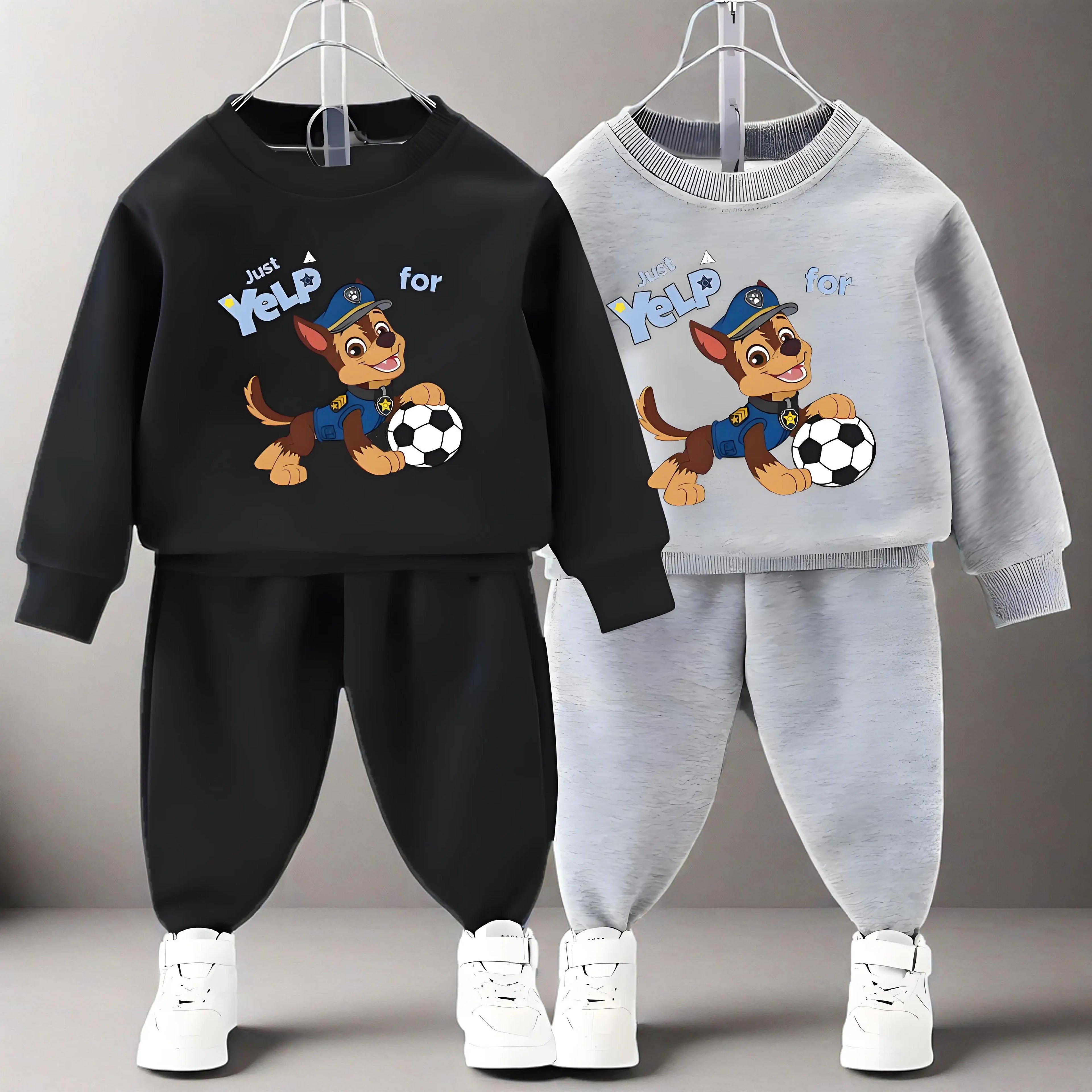 PAW Patrol primavera otoño niños jersey con cuello redondo y pantalón de chándal conjunto de dos piezas sudaderas con capucha casuales para niños conjuntos de ropa deportiva para niños traje