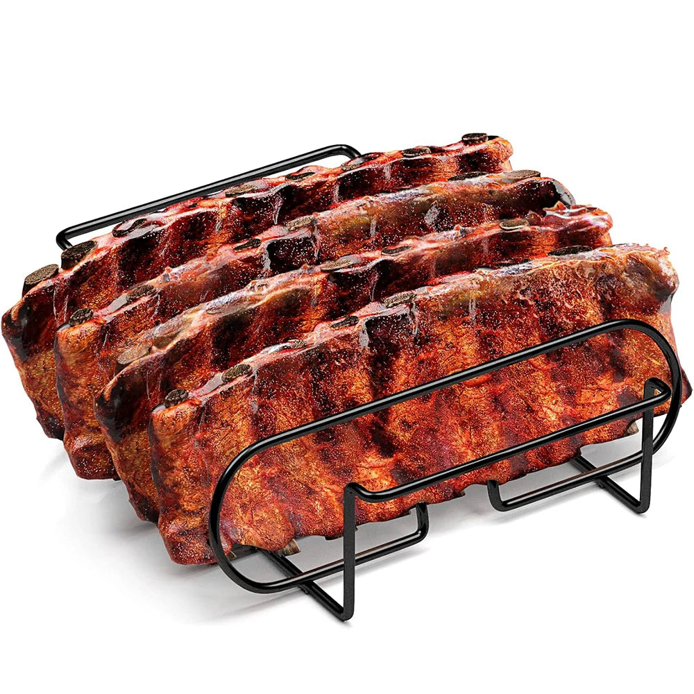 LMETJMA-estantes para costillas de barbacoa, soporte para asar carne y asar de acero recubierto antiadherente, con capacidad para 4 rejillas para parrilla de Gas JT25t