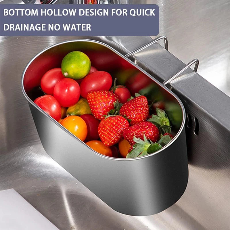 LMETJMA-colador de drenaje para fregadero de acero inoxidable, cesta de cocina, recogedor de alimentos, colador de frutas y verduras para filtro de residuos de cocina JT243