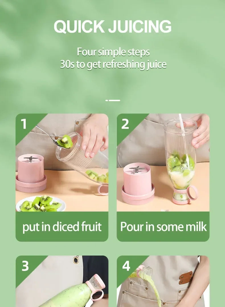 Taza exprimidora eléctrica, licuadora de 6 hojas, máquina para batidos, herramienta portátil USB para mezclar leche y fruta, Mini licuadora de jugo fresco