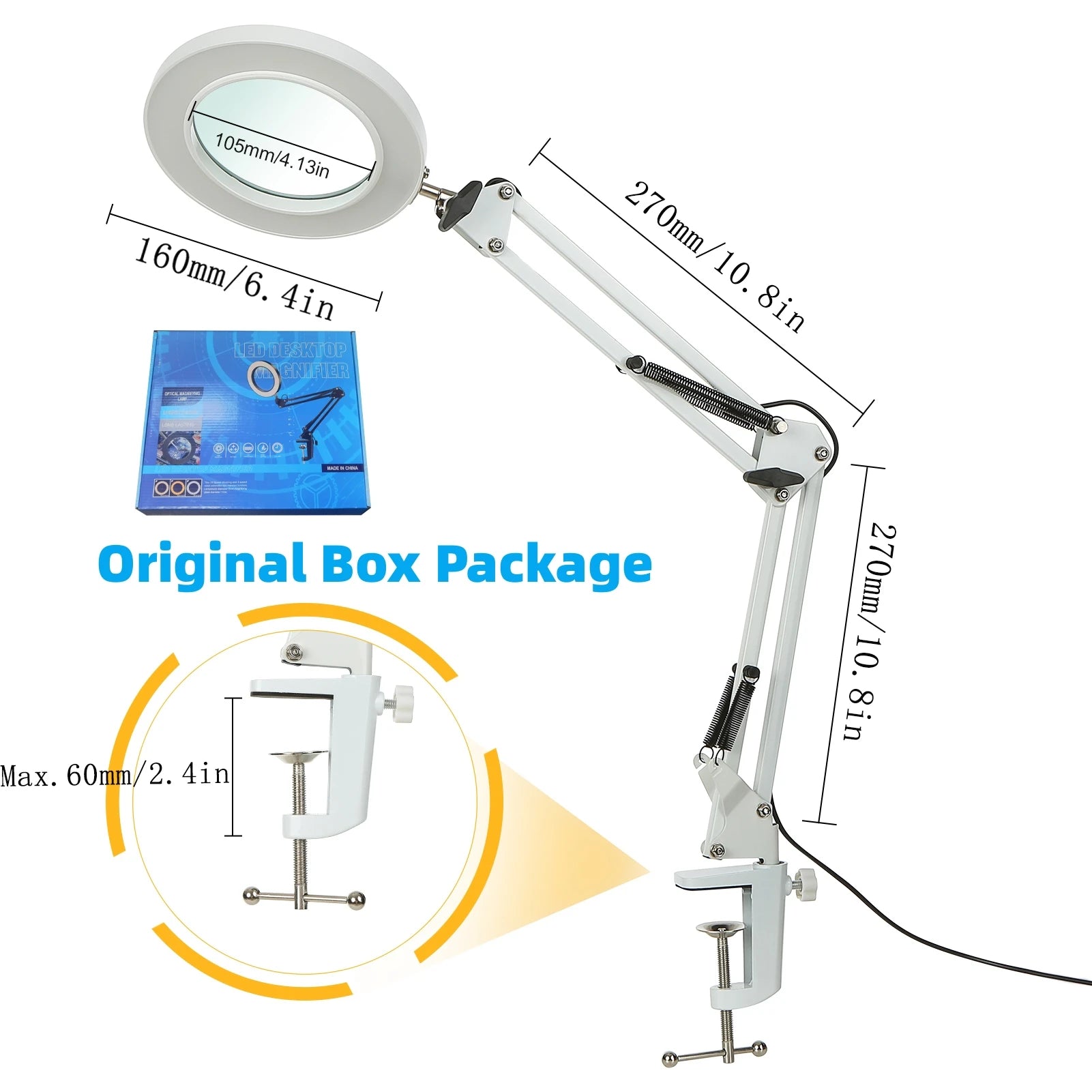 Lupa de Escritorio 10X con 72 Luces LED y Brazo Articulado