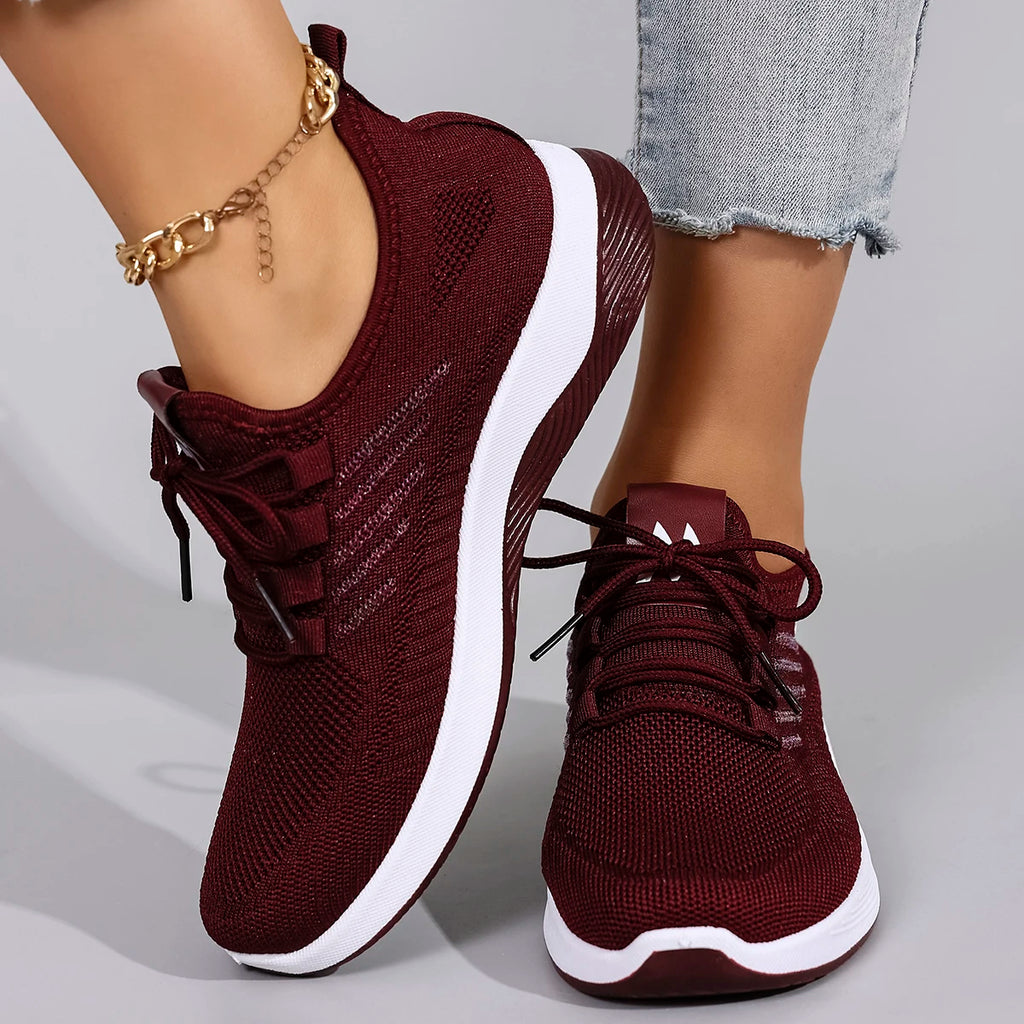 Primavera y otoño nuevos zapatos deportivos informales con cordones para mujer, cómodos, transpirables, ligeros y resistentes al desgaste