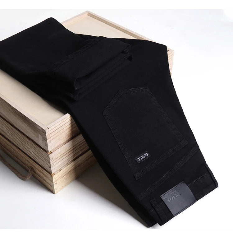 Pantalones Vaqueros Coreanos para Hombre, Elásticos, Ajuste Regular