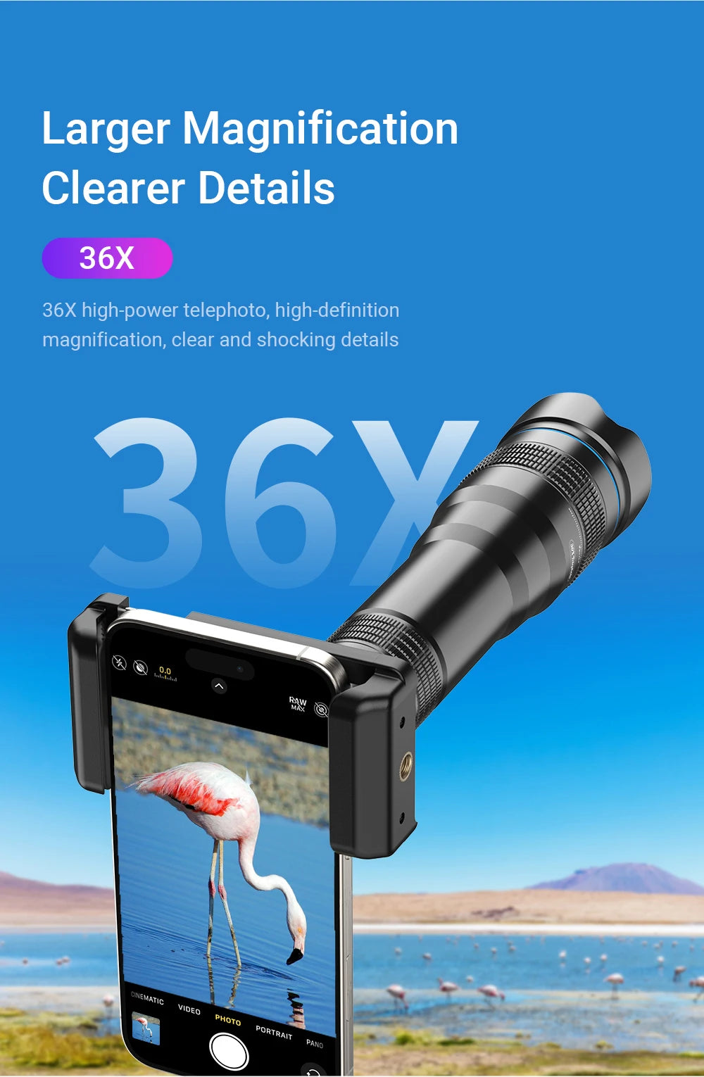 Lente Teleobjetivo 36x para Smartphone con Trípode