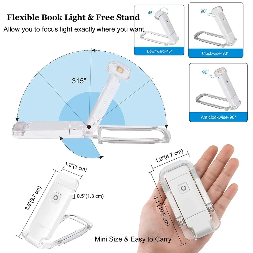 Mini Luz de Lectura LED con Clip, Brillo Ajustable