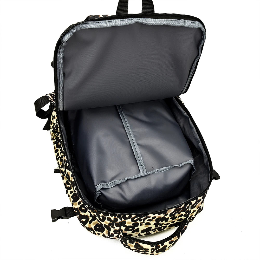 Mochila de Viaje con Estampado de Leopardo de Gran Capacidad